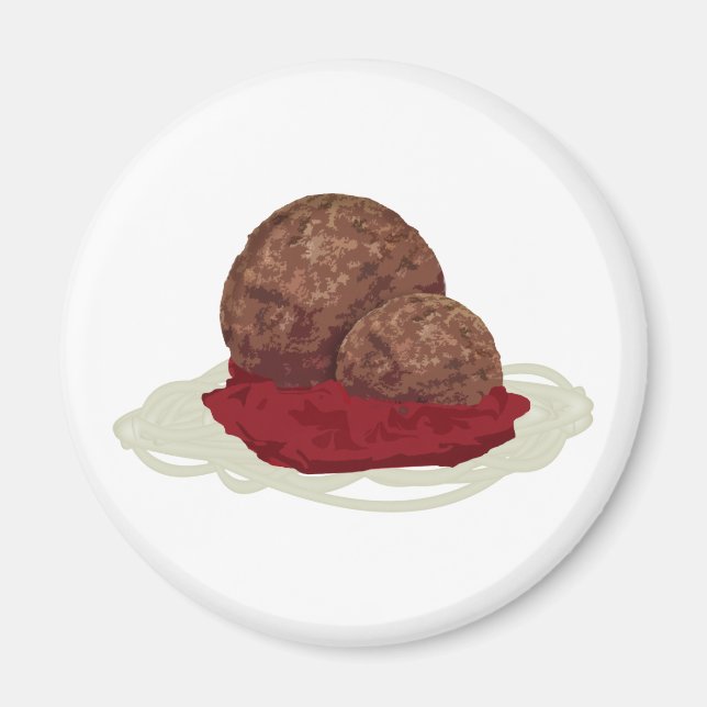 Spaghetti och köttbollar med sås magnet (Framsidan)