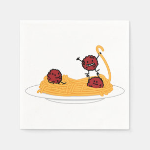 Spaghetti och köttbollar pasta noodles italiensk m pappersservett