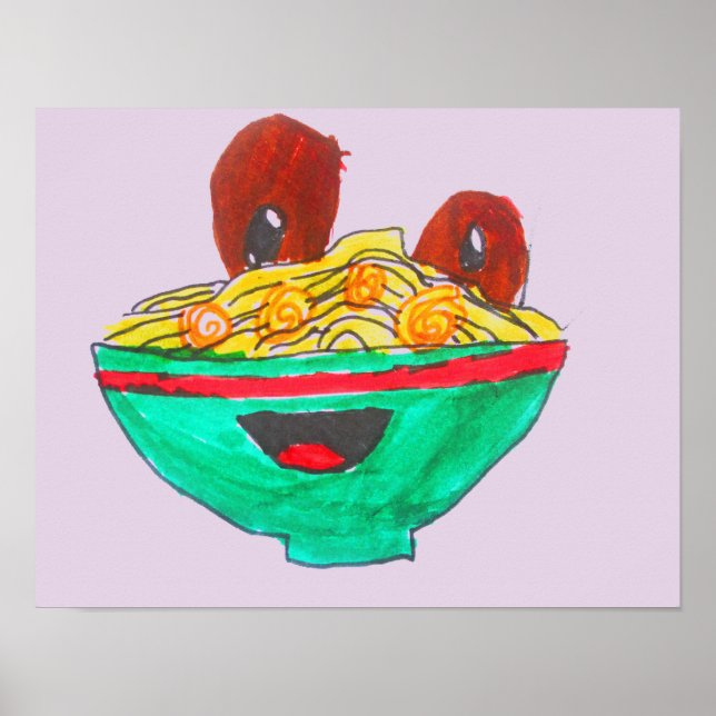 Spaghetti och köttbullar lustig tecknad konst poster (Framsidan)