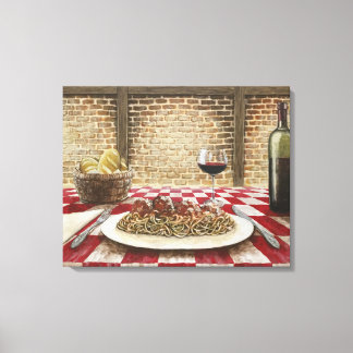 Spaghetti och Meatbollar Original Art Print Canvastryck