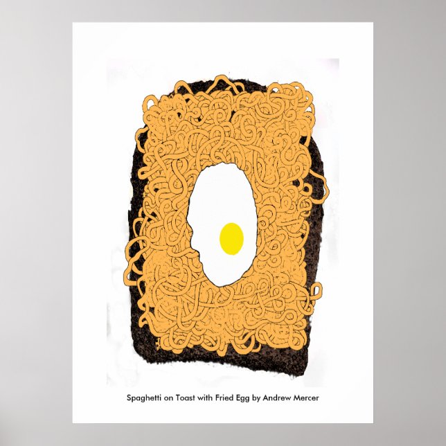 Spaghetti på Toast med Fried Egg. Poster (Framsidan)
