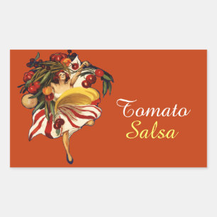 SPAGHETTI PARTY DANCE,ITALIAN KITCHEN TOMATO SALSA REKTANGULÄRT KLISTERMÄRKE