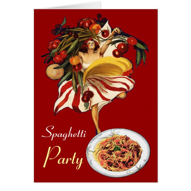SPAGHETTI PARTY DANCE, ITALIENSKA KITCHEN OCH TOMA HÄLSNINGSKORT (Framsidan)