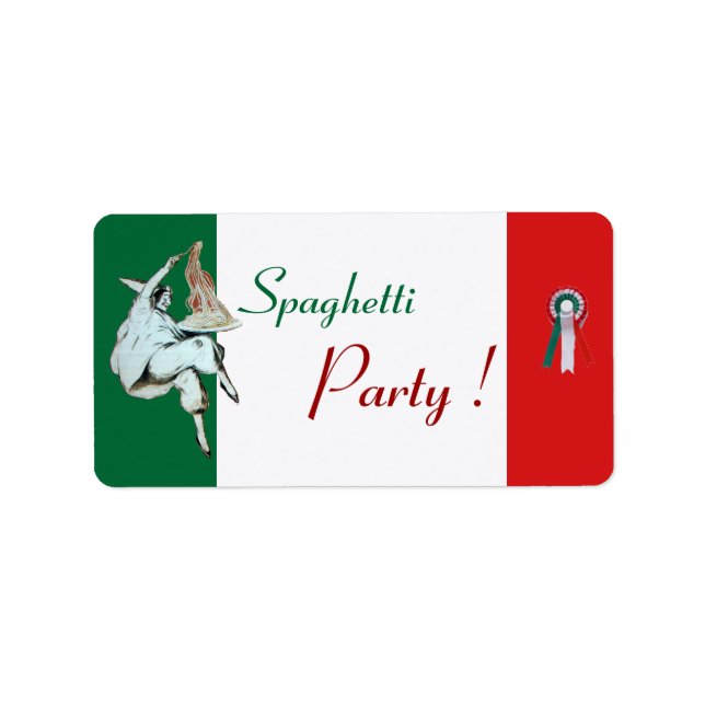 SPAGHETTI PARTY ITALIAN KITCHEN, RESTAURANT grönt Adressetikett (Framsidan)