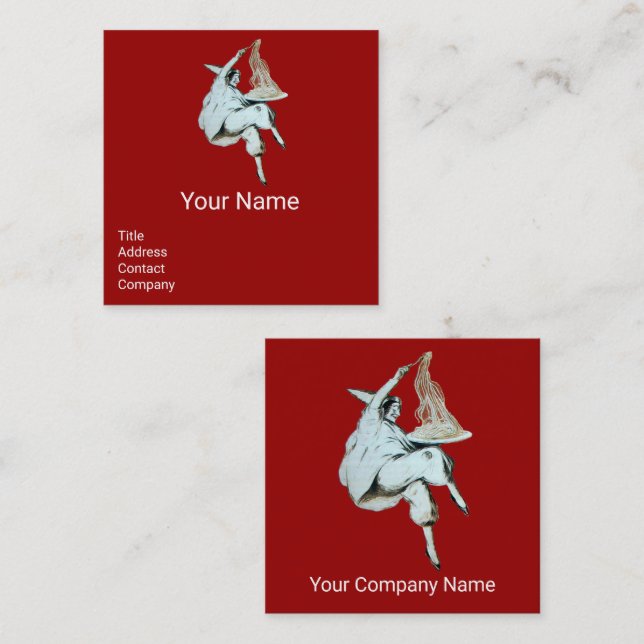 SPAGHETTI PARTY ITALIAN KITCHEN, RESTAURANT Red Fyrkantigt Visitkort (Fram/baksida)