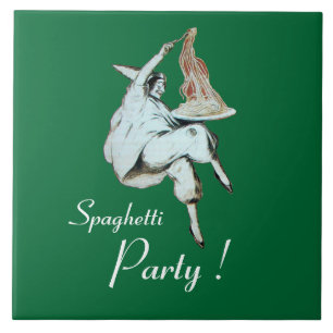 SPAGHETTI PARTY,ITALIAN KITCHEN-röd middag, brunch Kakelplatta