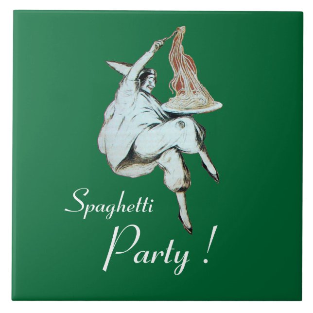 SPAGHETTI PARTY,ITALIAN KITCHEN-röd middag, brunch Kakelplatta (Framsidan)