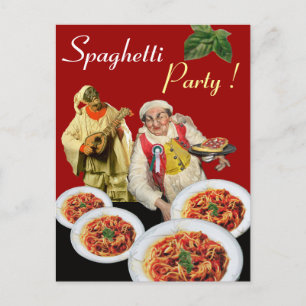 SPAGHETTI PARTY,Italienskt köksverk Recipe Red Vykort