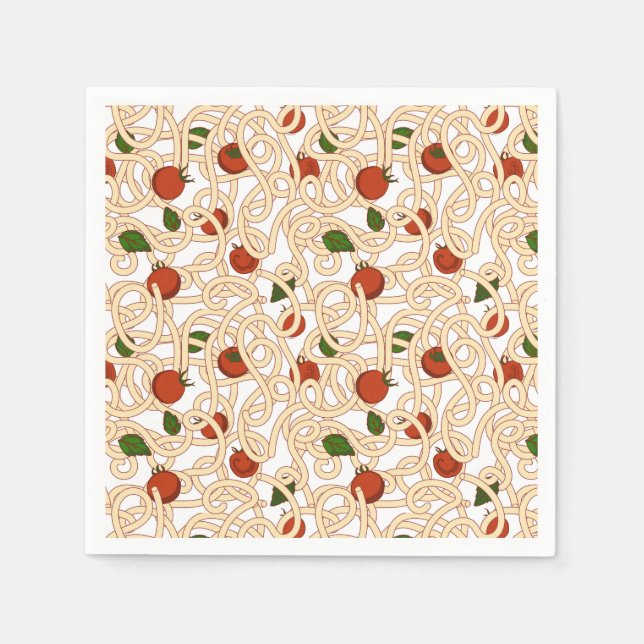 Spaghetti pasta italiensk mat med tomat pappersservett (Framsidan)