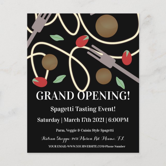 Spaghetti Pasta Italienska dinner Utensils Meatbol Flygblad (Framsidan)