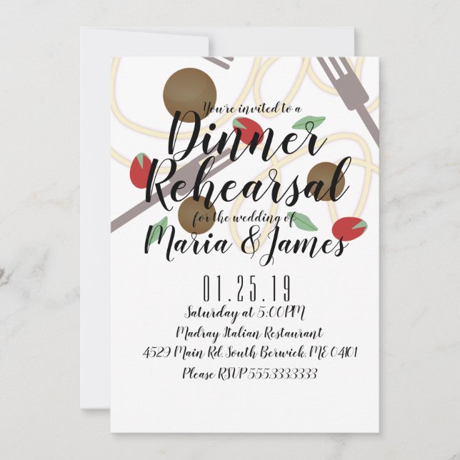 Spaghetti Pasta Italienska dinner Utensils Meatbol Meddelande (Framsida)