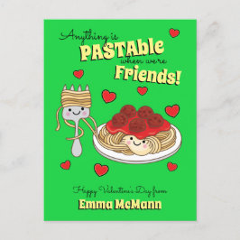 Spaghetti Pasta Kid Valentine Vänskap Postcard Vykort