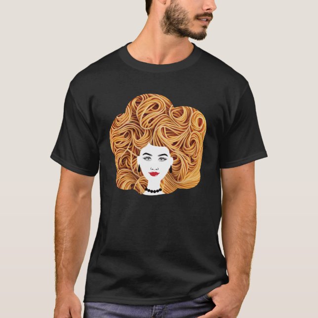Spaghetti Pasta Natural Hair T Shirt (Framsida)