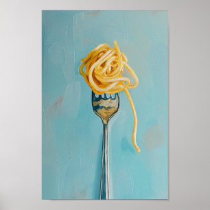Spaghetti Pasta on Fork Wall Art for Kitchen Poster