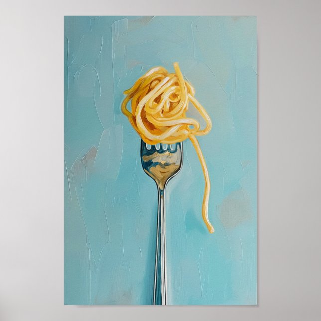 Spaghetti Pasta on Fork Wall Art for Kitchen Poster (Framsidan)