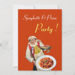 SPAGHETTI & PIZZA PARTY , grönt FÖR RESTAURANT ora Inbjudningar