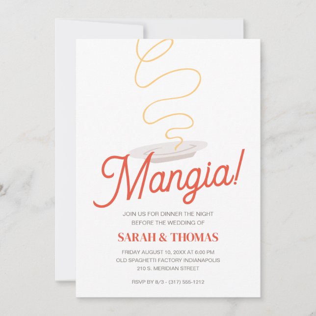 Spaghetti Rehearsal Dinner Inbjudningar (Framsida)