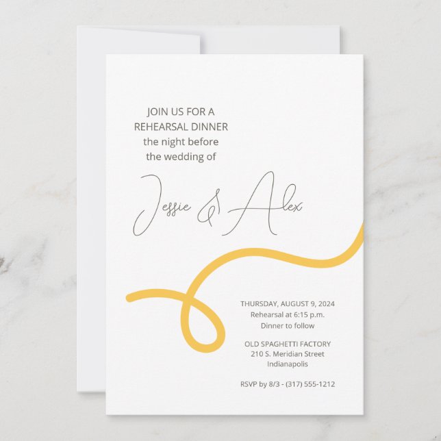 Spaghetti Rehearsal Middag Inbjudningar (Framsida)