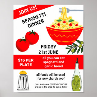 Spaghetti Spag Bowl Insamlingsaktivitet Evenemang Poster