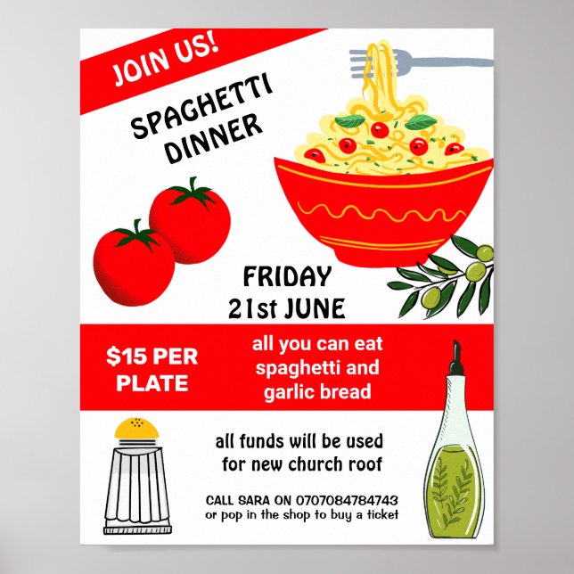 Spaghetti Spag Bowl Insamlingsaktivitet Evenemang  Poster (Framsidan)