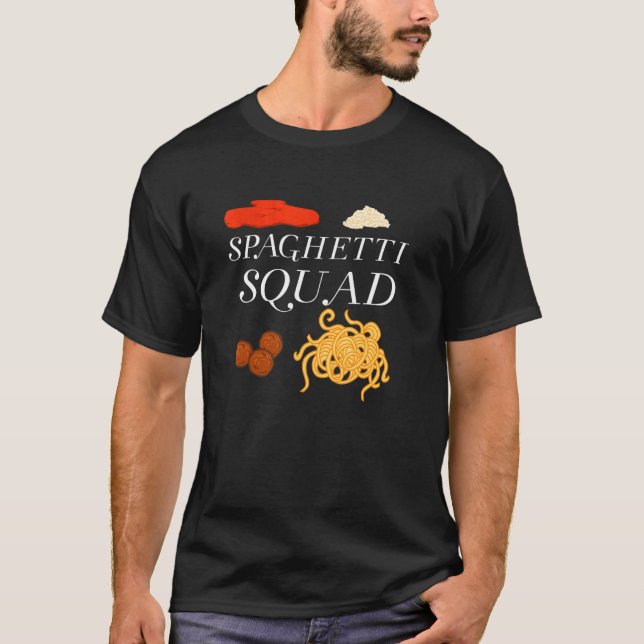 Spaghetti Squad Pasta Italiana Food Noodles T Shirt (Framsida)
