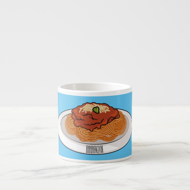 Spaghetti tecknad illustration espressomugg (Framsidan)