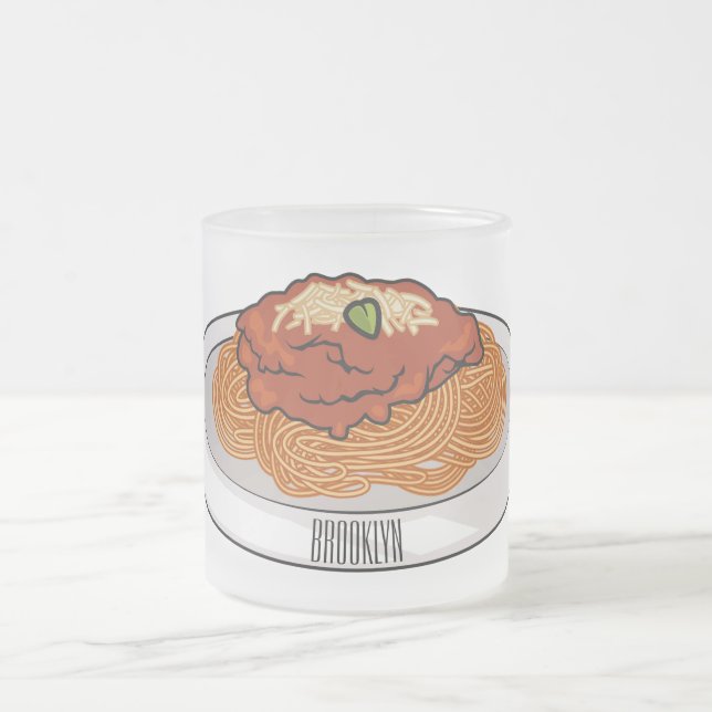 Spaghetti tecknad illustration frostad glasmugg (Center)