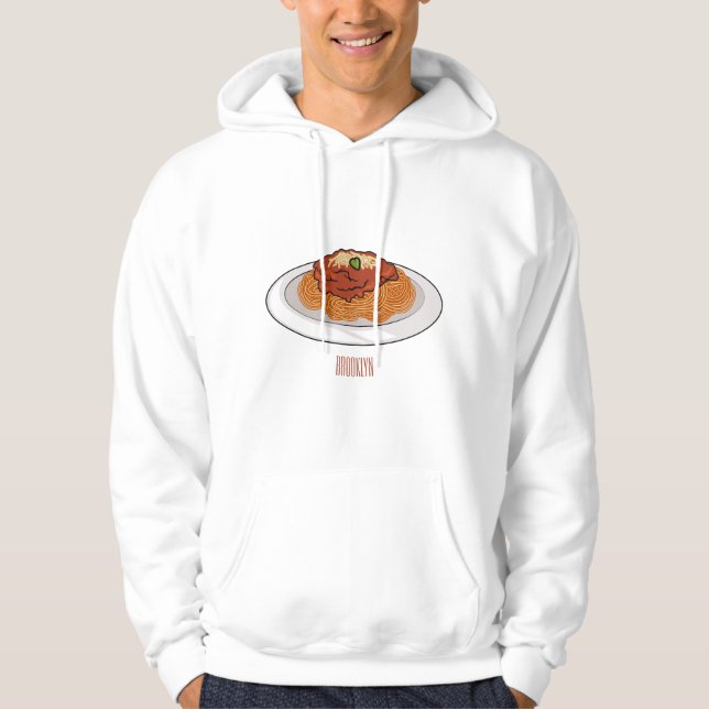 Spaghetti tecknad illustration hoodie (Framsida)