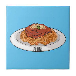 Spaghetti tecknad illustration kakelplatta