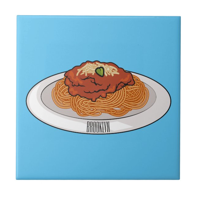 Spaghetti tecknad illustration kakelplatta (Framsidan)