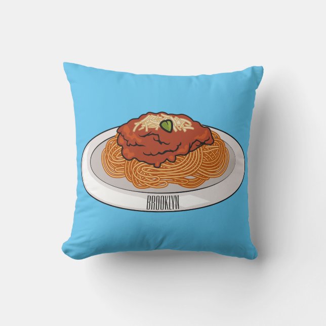 Spaghetti tecknad illustration kudde (Framsida)