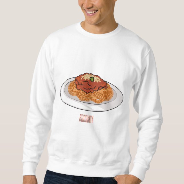 Spaghetti tecknad illustration lång ärmad tröja (Framsida)