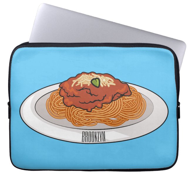 Spaghetti tecknad illustration laptop fodral (Framsidan)