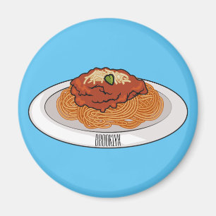 Spaghetti tecknad illustration magnet