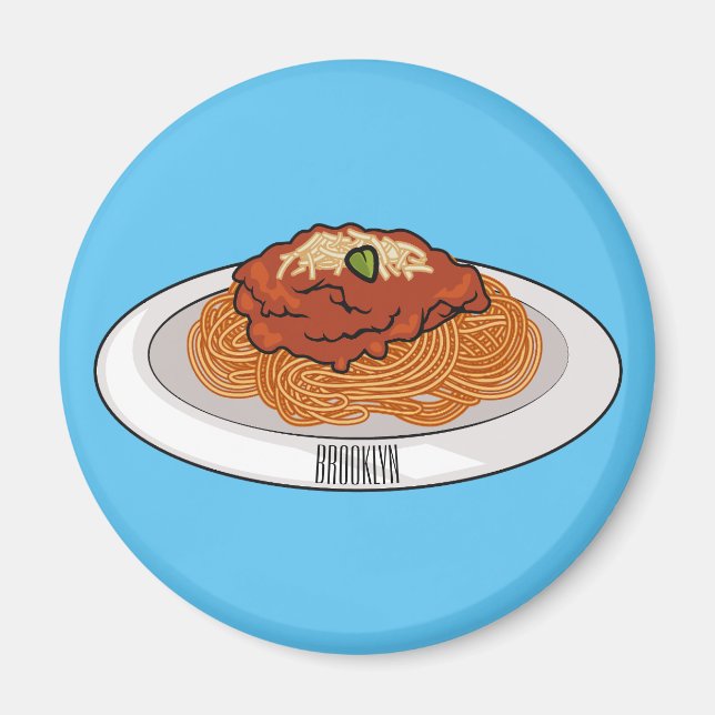 Spaghetti tecknad illustration magnet (Framsidan)