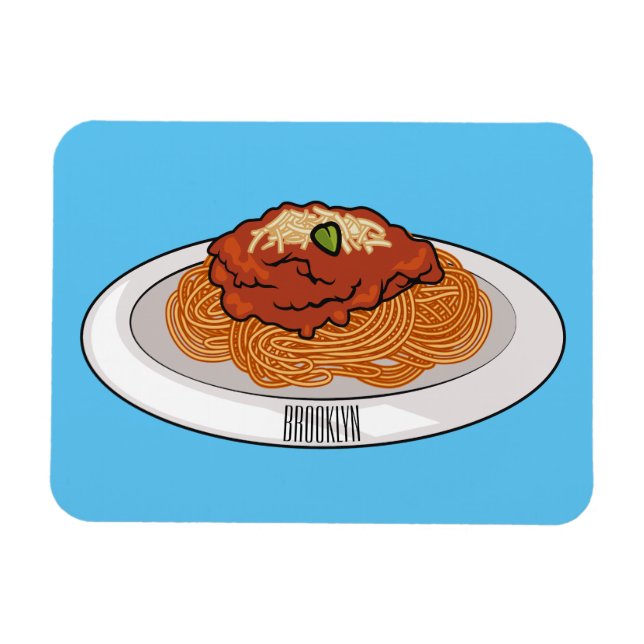 Spaghetti tecknad illustration magnet (Horisontell)