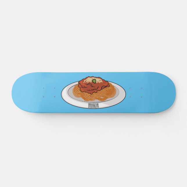 Spaghetti tecknad illustration mini skateboard bräda 18,5 cm (Horz)