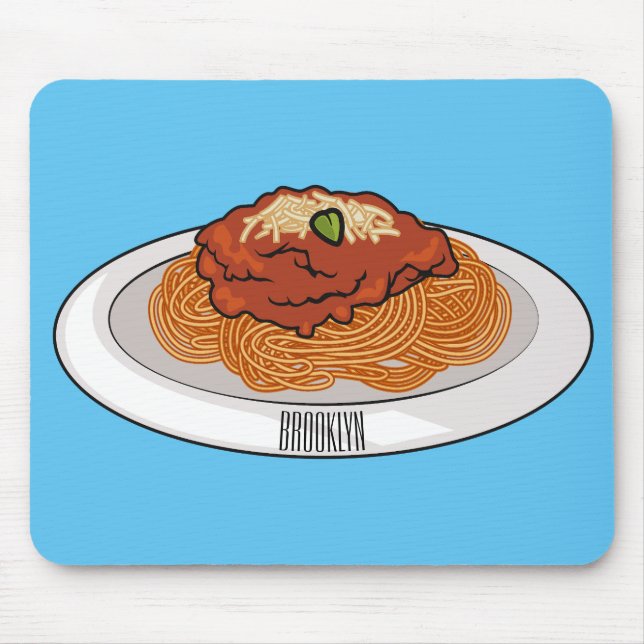 Spaghetti tecknad illustration musmatta (Framsidan)