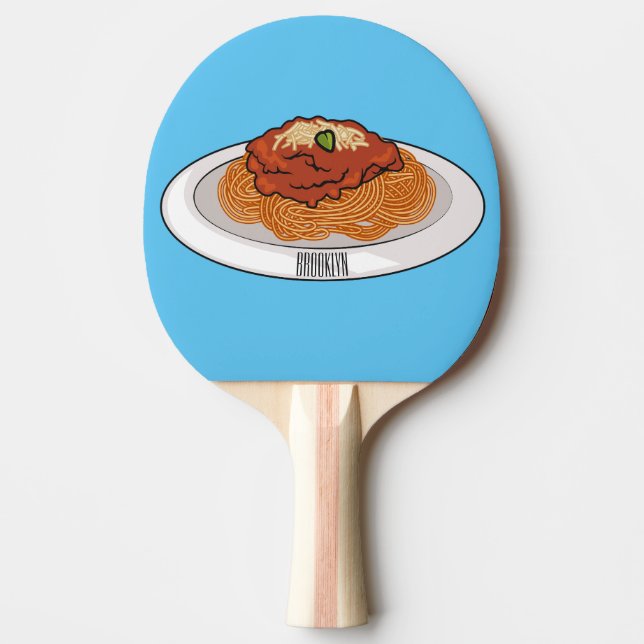 Spaghetti tecknad illustration pingisracket (Framsidan)