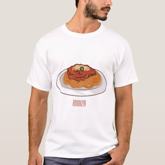 Spaghetti tecknad illustration t shirt (Framsida)