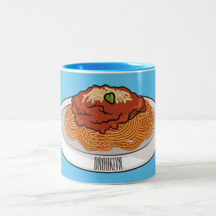Spaghetti tecknad illustration Två-Tonad mugg