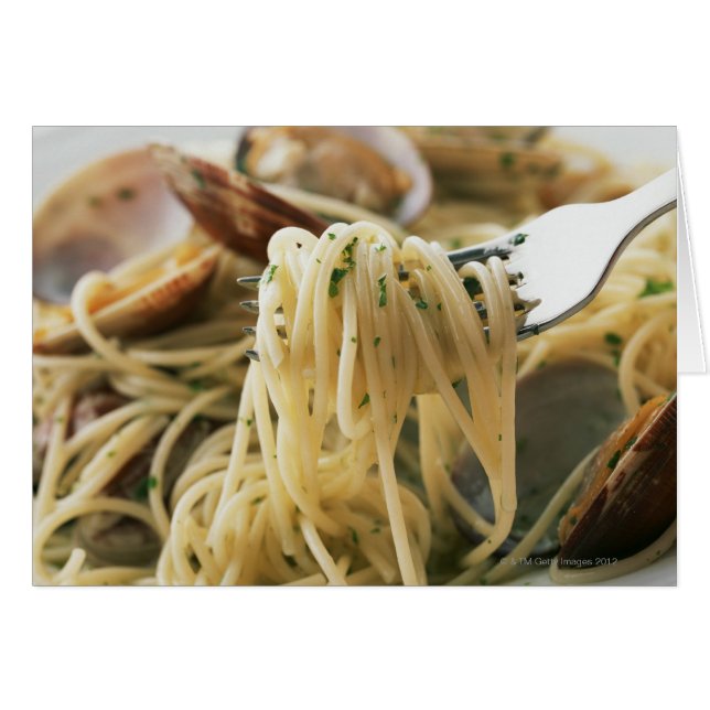 Spaghetti Vongole Bianco Hälsningskort (Framsidan Horizontal)