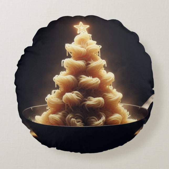 Spaghetti Wonderland Rund Kudde (Framsidan)