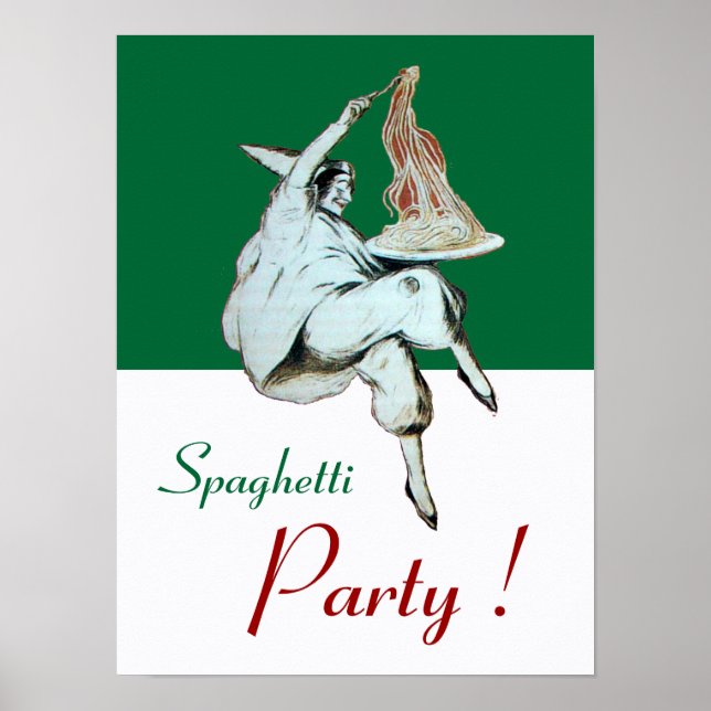 SPAGHETTIFÄRJA, ITALIENSK KÖK ,röd grön vit Poster (Framsidan)