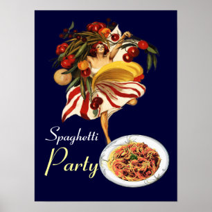 SPAGHETTIFÄST DANS, ITALIENSK KÖK OCH TOMATER POSTER