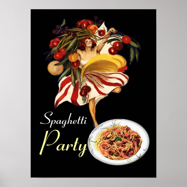 SPAGHETTIFÄST DANS, ITALIENSK KÖK OCH TOMATER POSTER (Framsidan)