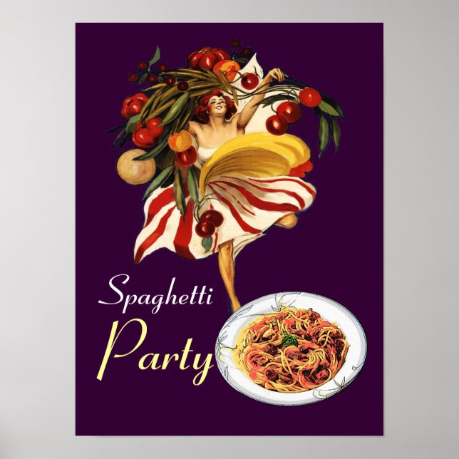 SPAGHETTIFÄST DANS, ITALIENSKA KÖK OCH TOMATER POSTER (Framsidan)