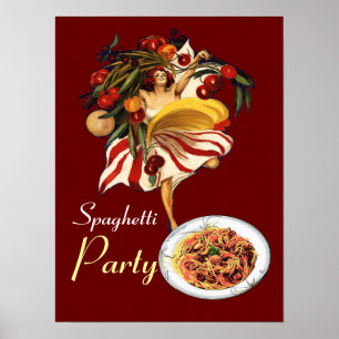 SPAGHETTIFÄST DANSA, ITALIENSK KÖK OCH TOMATER POSTER