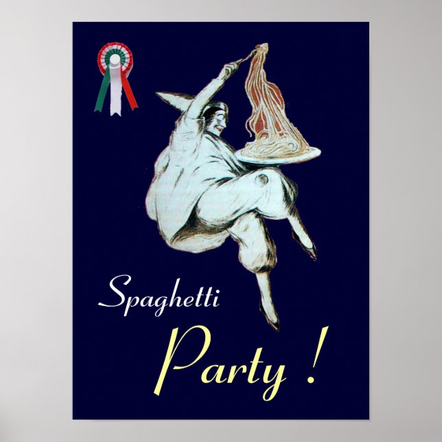 SPAGHETTIFEST, ITALIENSK KÖK blå röd vit Poster (Framsidan)