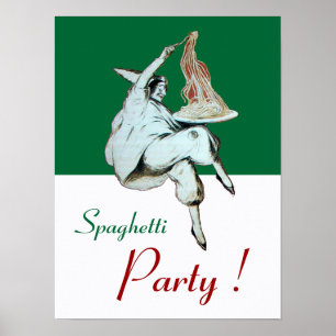 SPAGHETTIFEST, ITALIENSK KÖK ,röd grön vit Poster